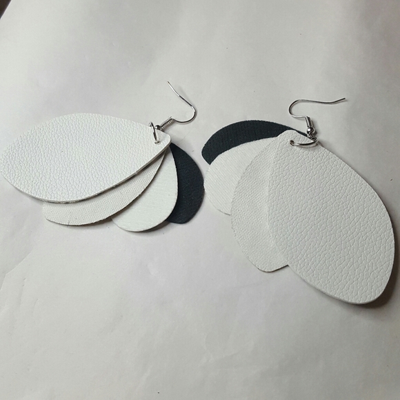 Polka Dot Glitter Stripe Faux Leather Earrings - Picture 4 of 4